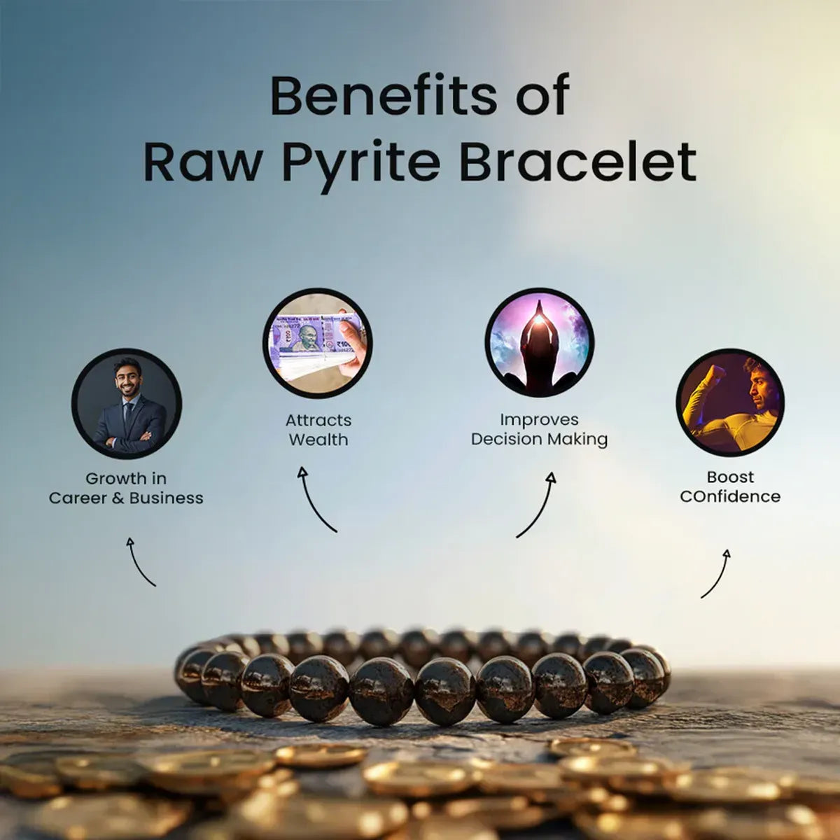 Natural Premium Pyrite Crystal Bracelet Men & Women
