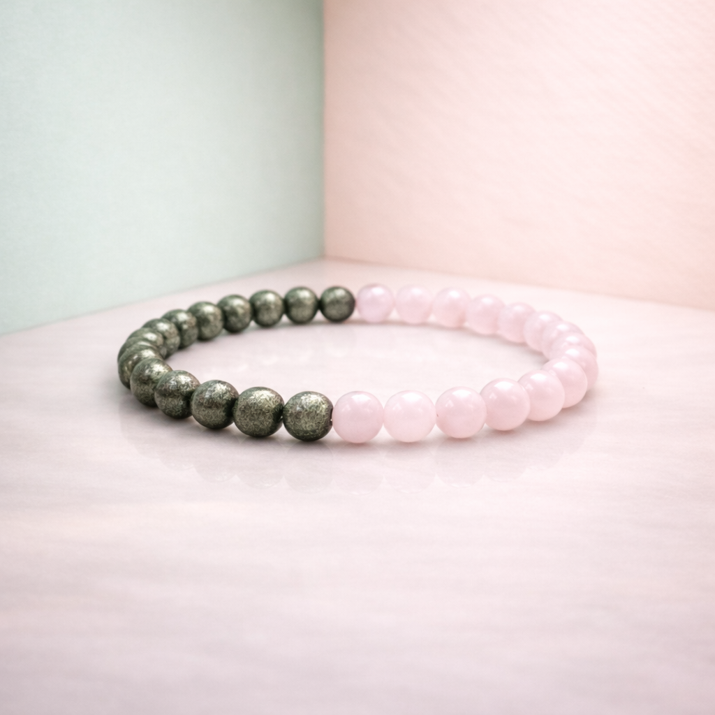 Rose Quartz Premium Pyrite Crystal Bracelet Men & Women